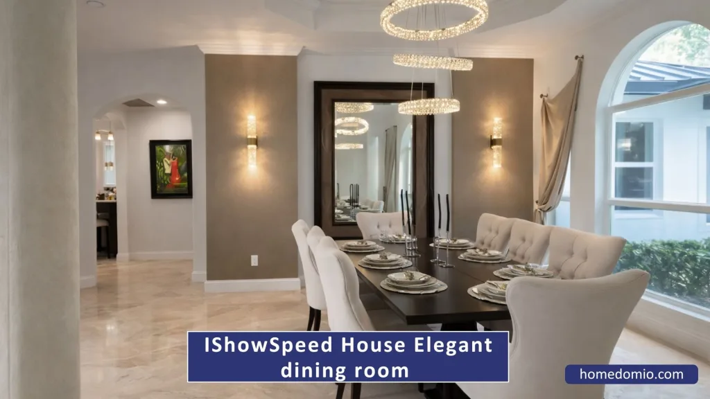 Elegant dining room with chandeliers