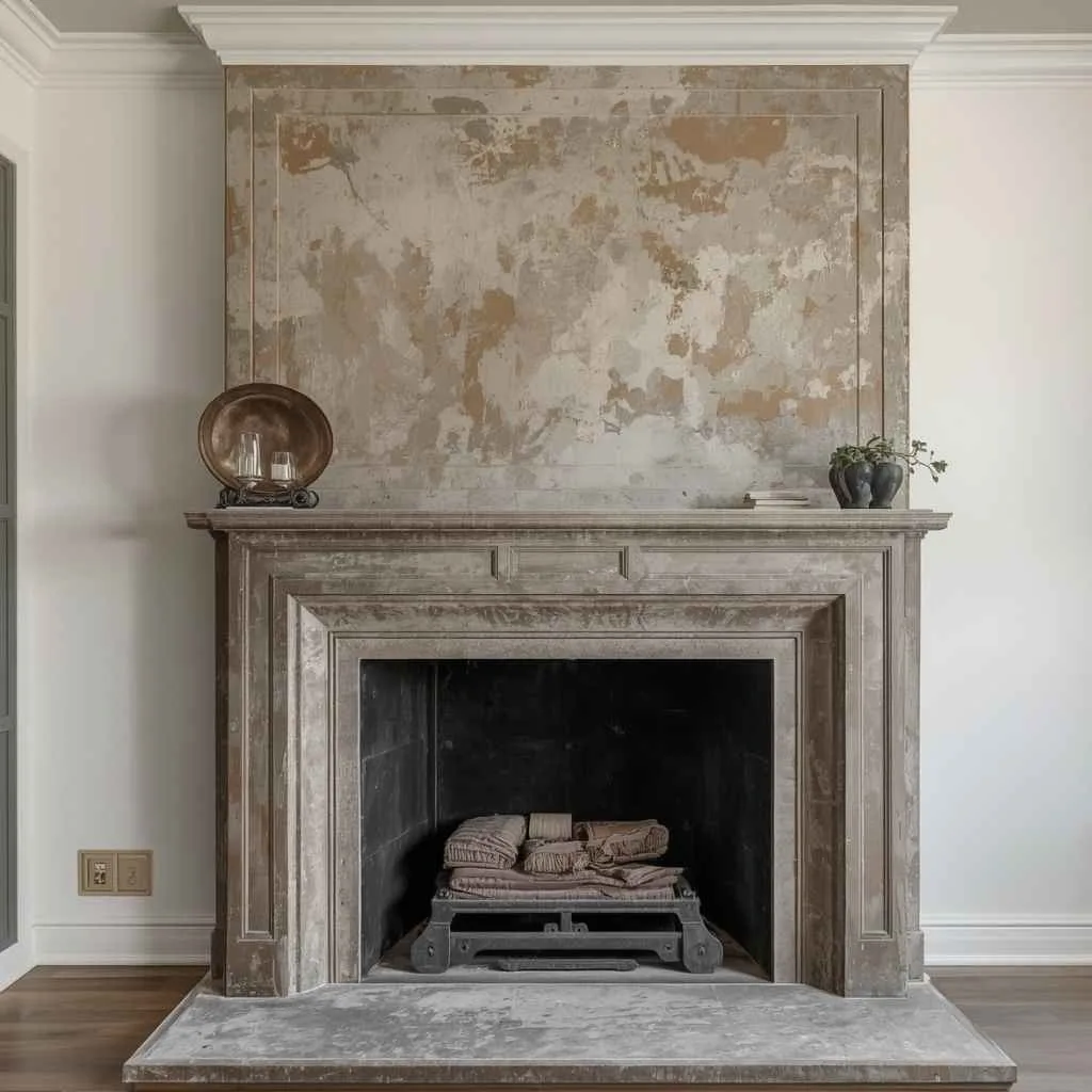 Plaster Fireplace Design Ideas: Transform Your Living Space Into a Stunning Focal Point 11 Aged Fresco Style Plaster