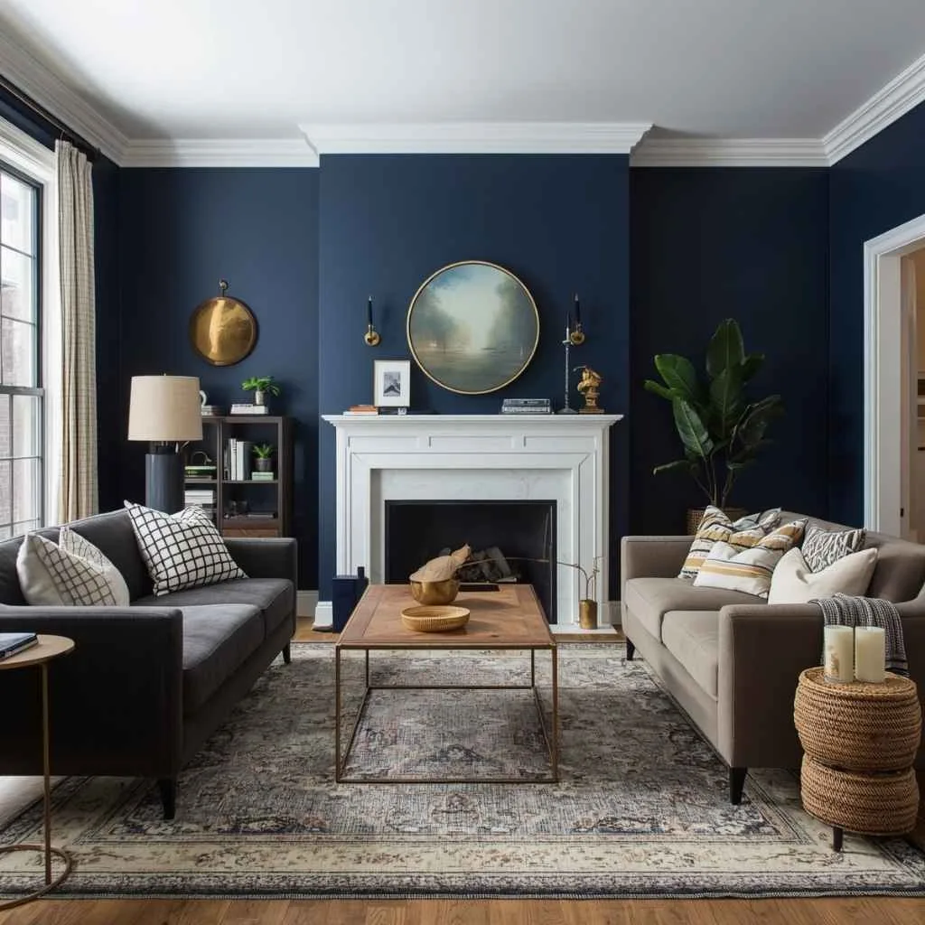 Deep Navy Blue Walls for a Bold Statement
