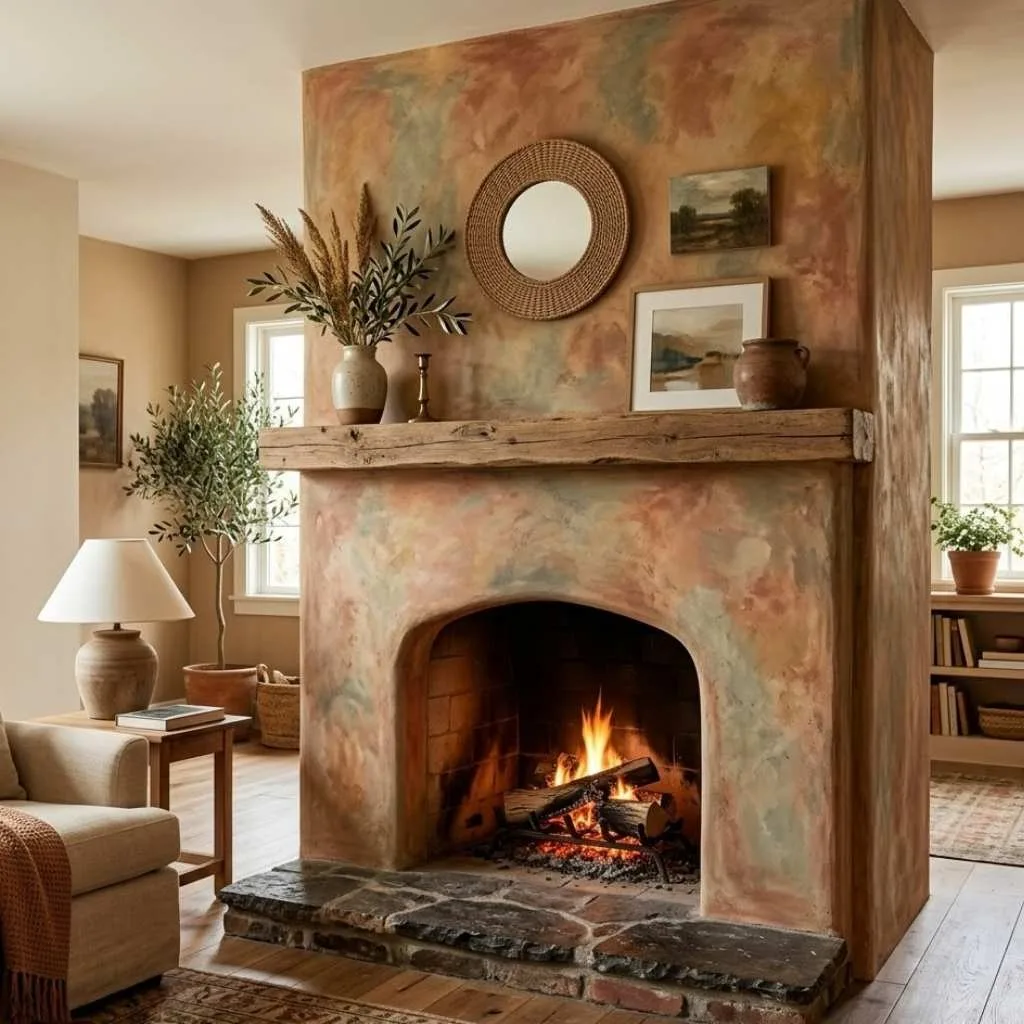 Plaster Fireplace Design Ideas: Transform Your Living Space Into a Stunning Focal Point 6 Colorwashed Plaster in Earthy Tones