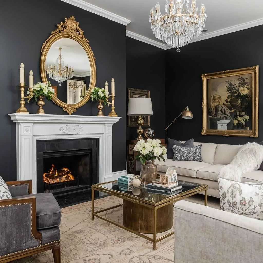 Gold and Brass Accents to Brighten the Dark Palette