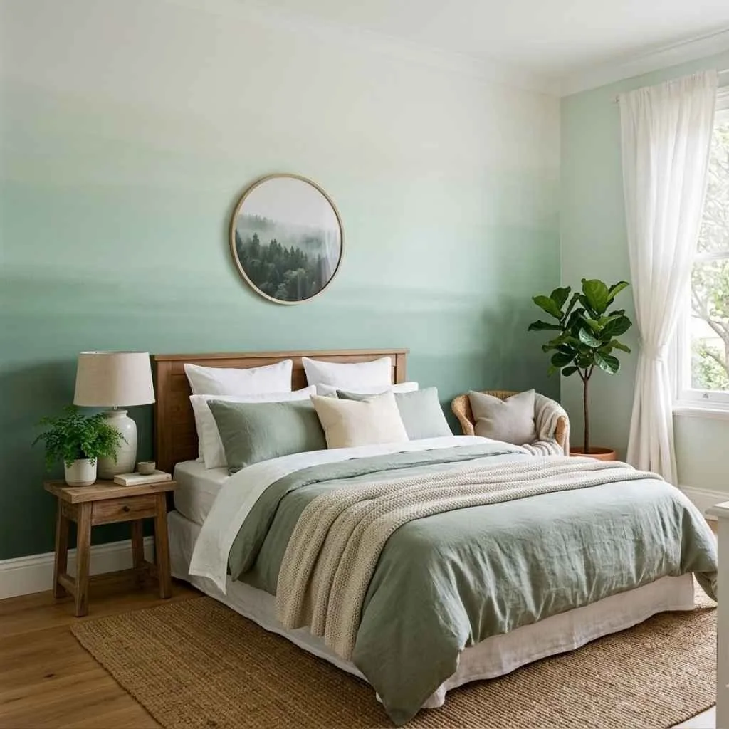 Sage Green Ombre Bedroom Walls