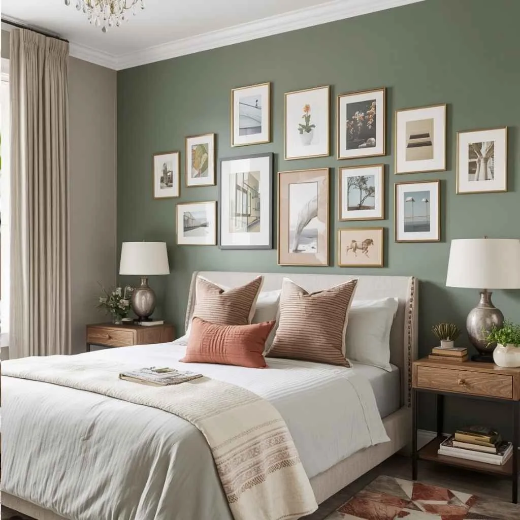 Sage Green Gallery Wall Bedroom