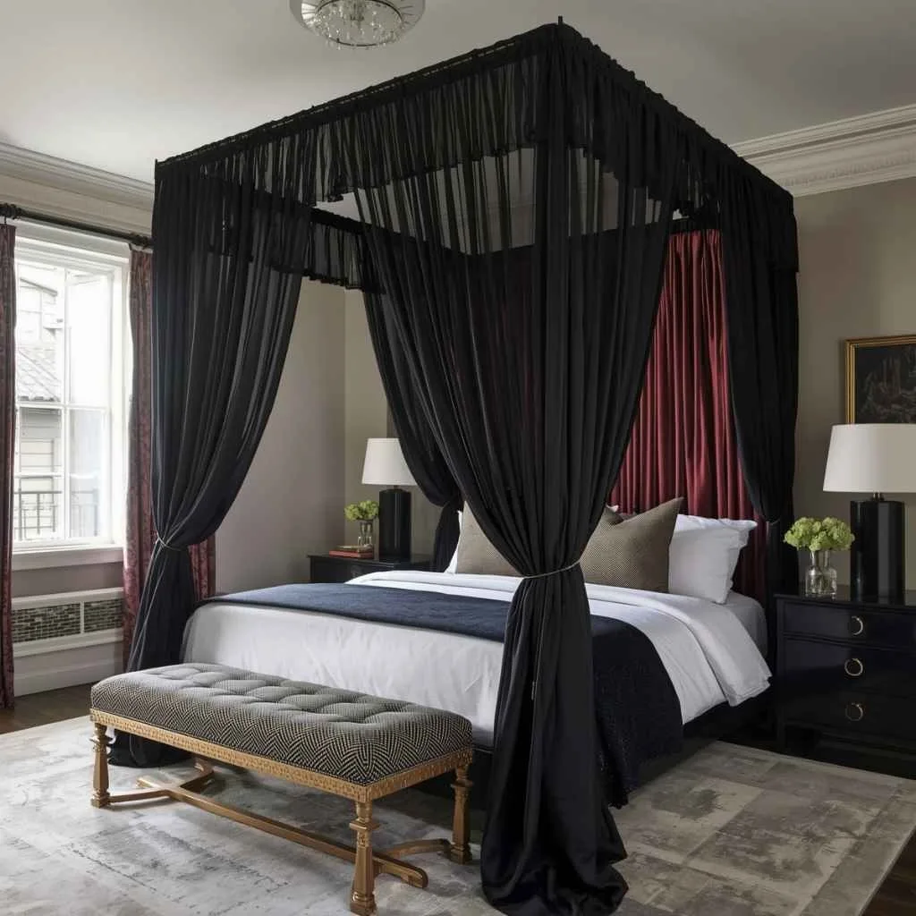 Statement Dark Canopy or Bed Draping Ideas