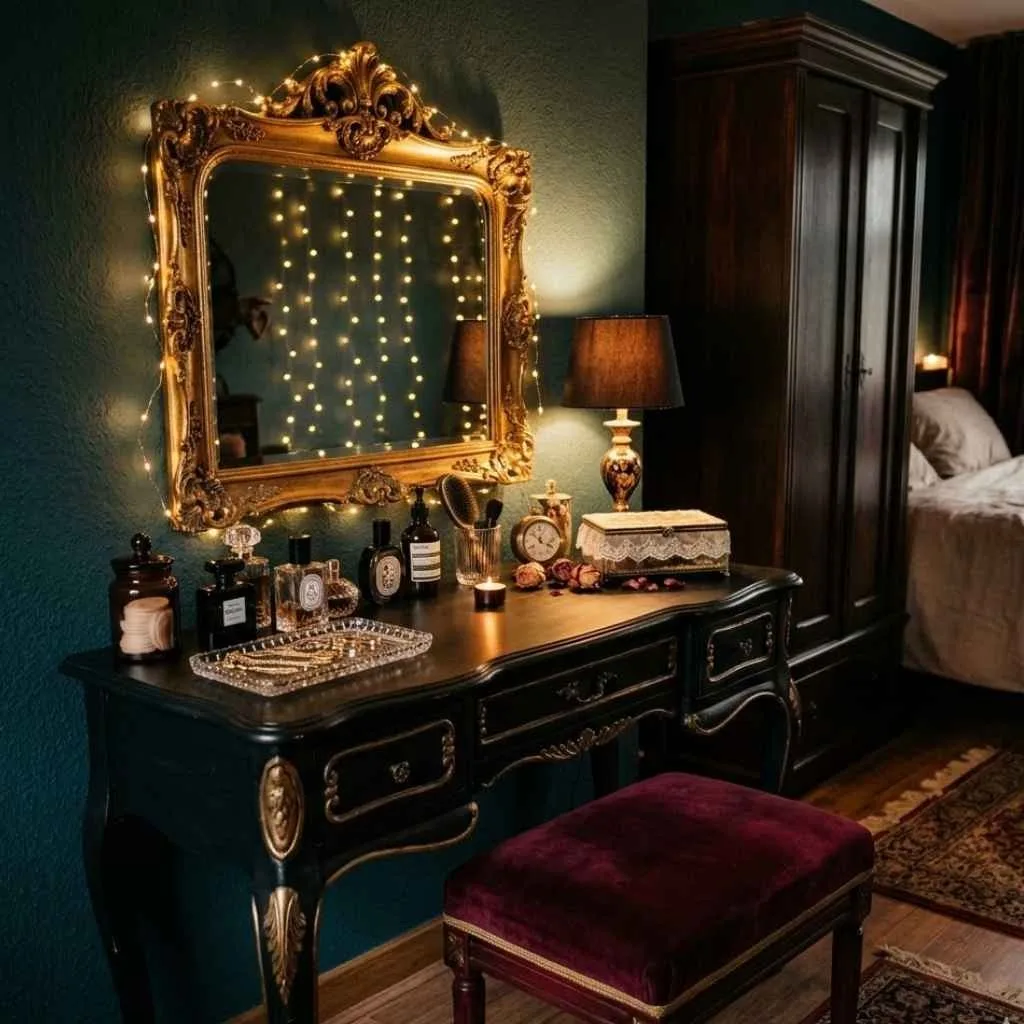 Luxe Dark Vanity Corner for Your Daily Ritual Space