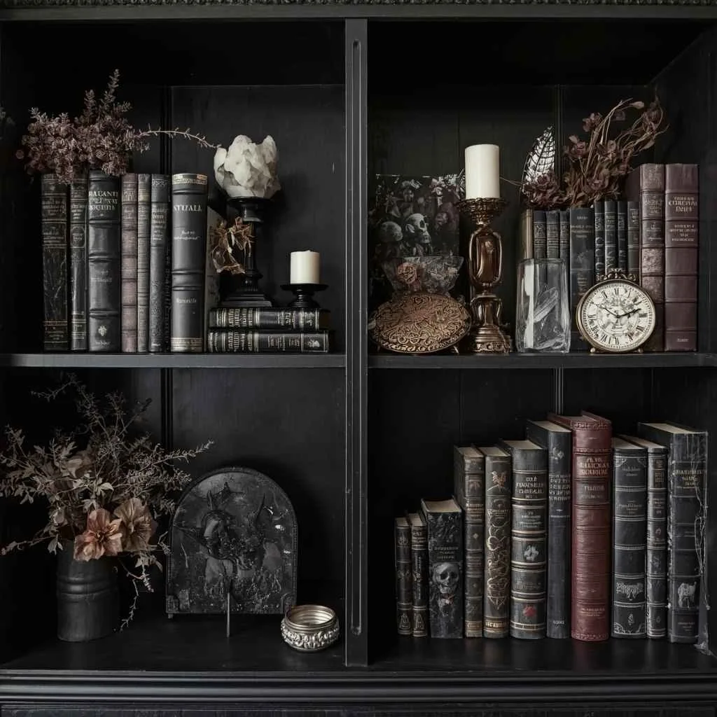  Gothic Inspired Bookshelf Styling for the Intellectual Dark Feminine
