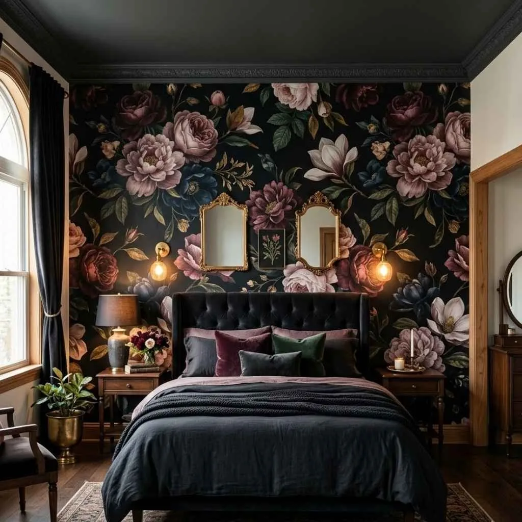 Dark Floral Wallpaper for Dramatic Elegance