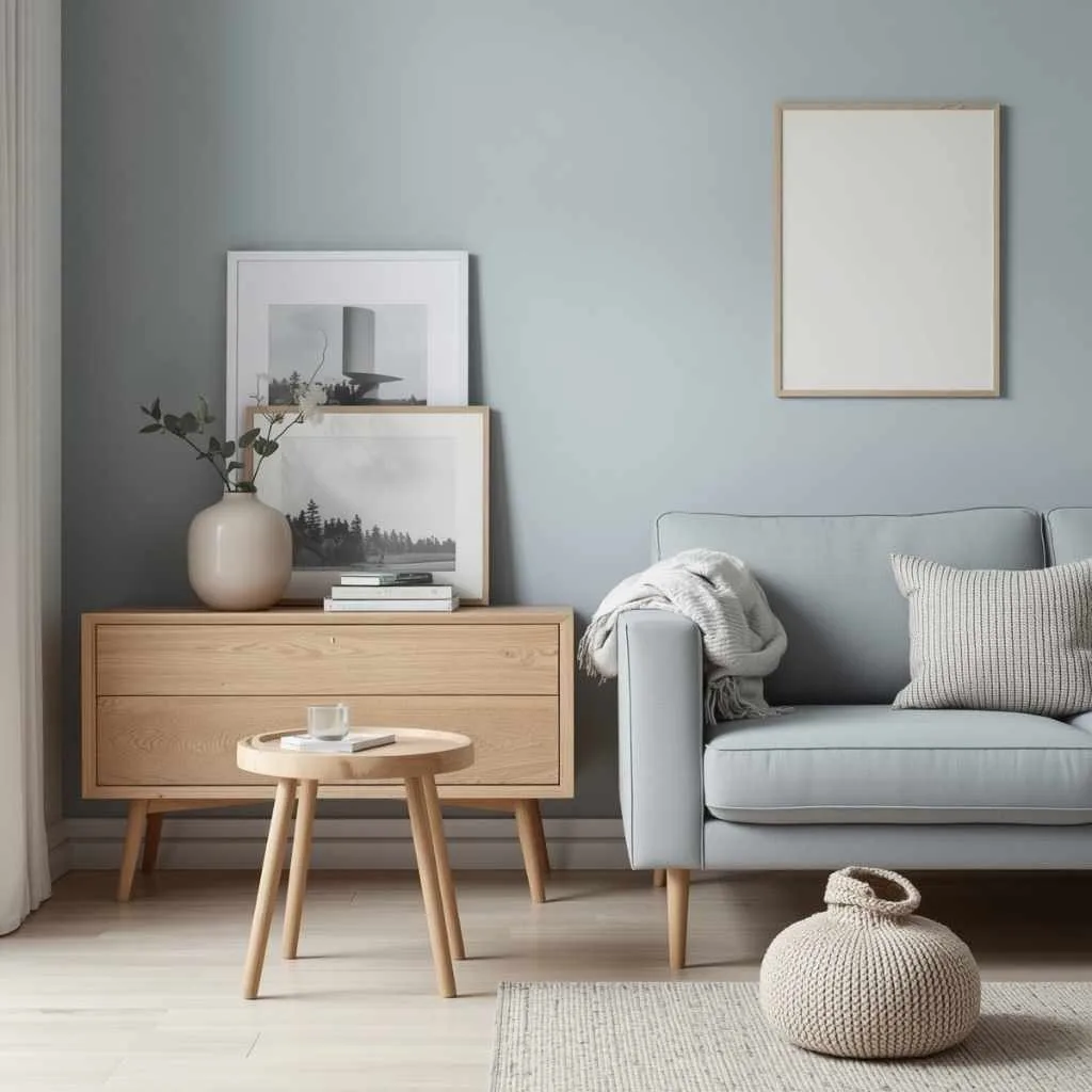 Scandinavian Minimalism in Light Blue and Wood