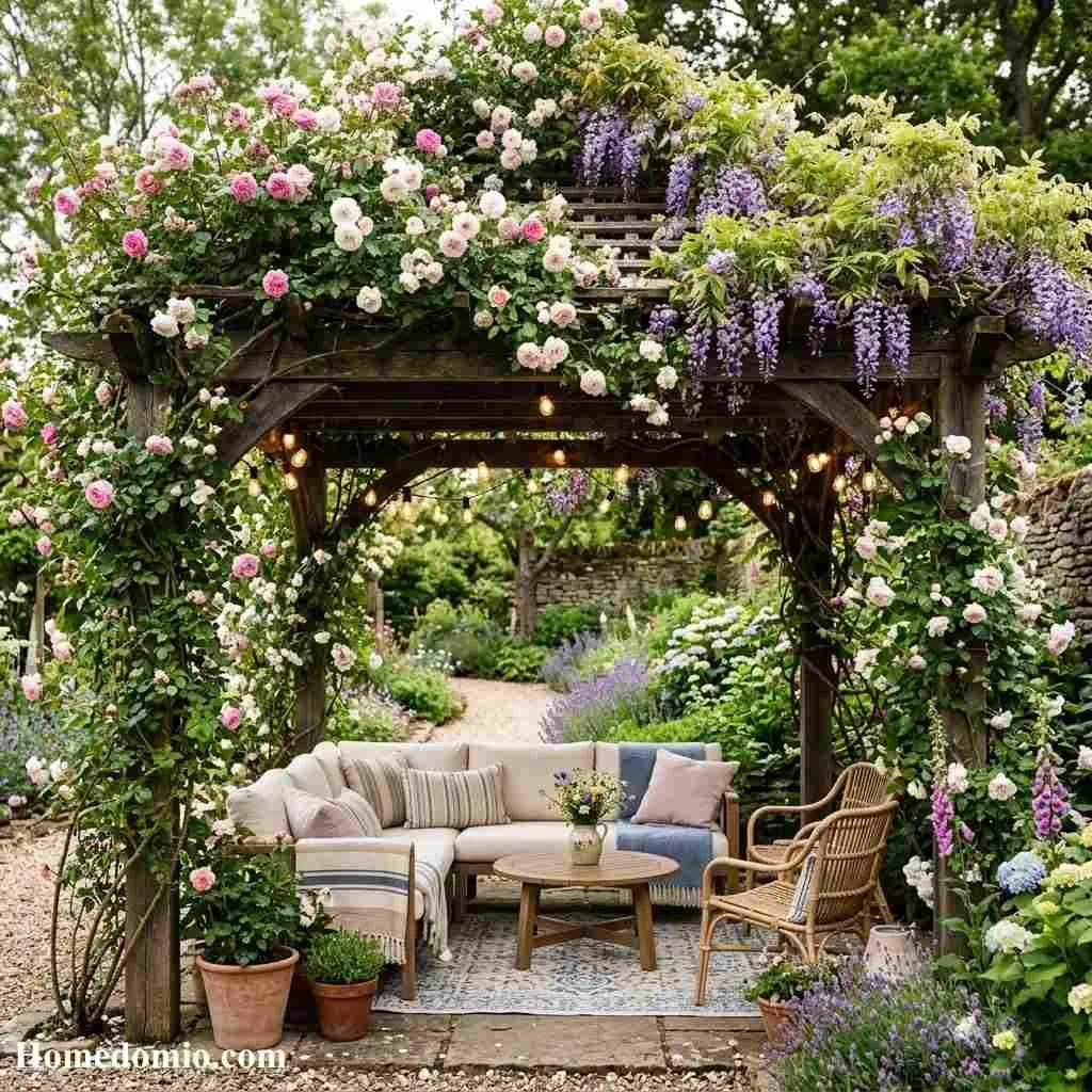 Covered Pergola with Climbing Plants
