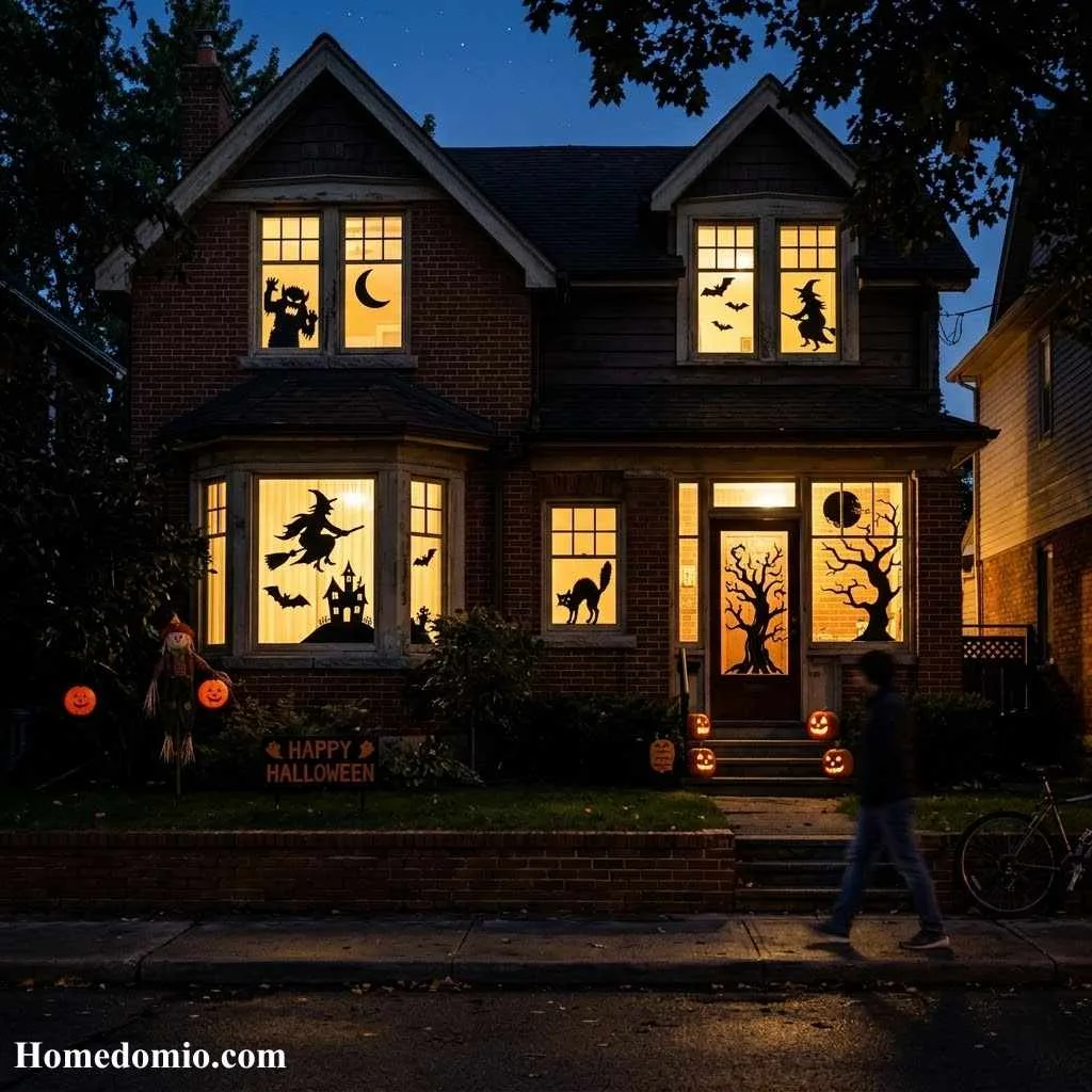 Illuminated Halloween Window Silhouettes