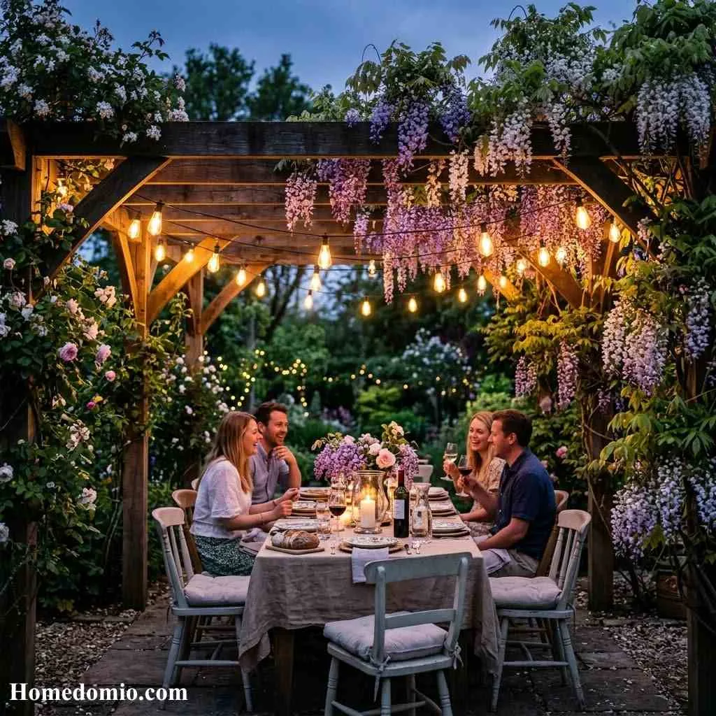  Illuminated Pergola with Climbing Plants