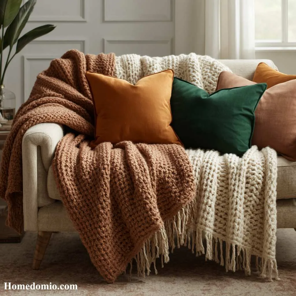  Layered Throw Blankets and Cushions