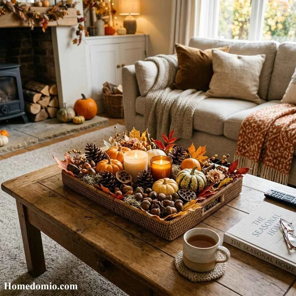 Seasonal Living Room Decor for Every Mood 9 Natural Seasonal Centrepiece on the Coffee Table