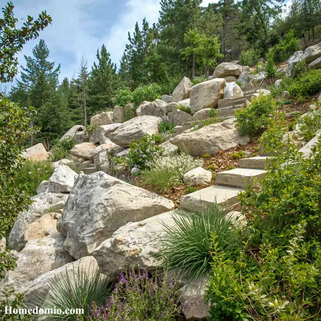 12 Sloped Backyard Ideas to Transform Your Hill 12 Sculptural Rock Garden on the Hillside