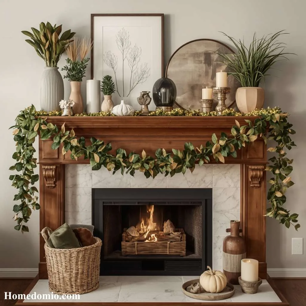 Seasonal Living Room Decor for Every Mood 13 Seasonal Mantel and Shelf Styling