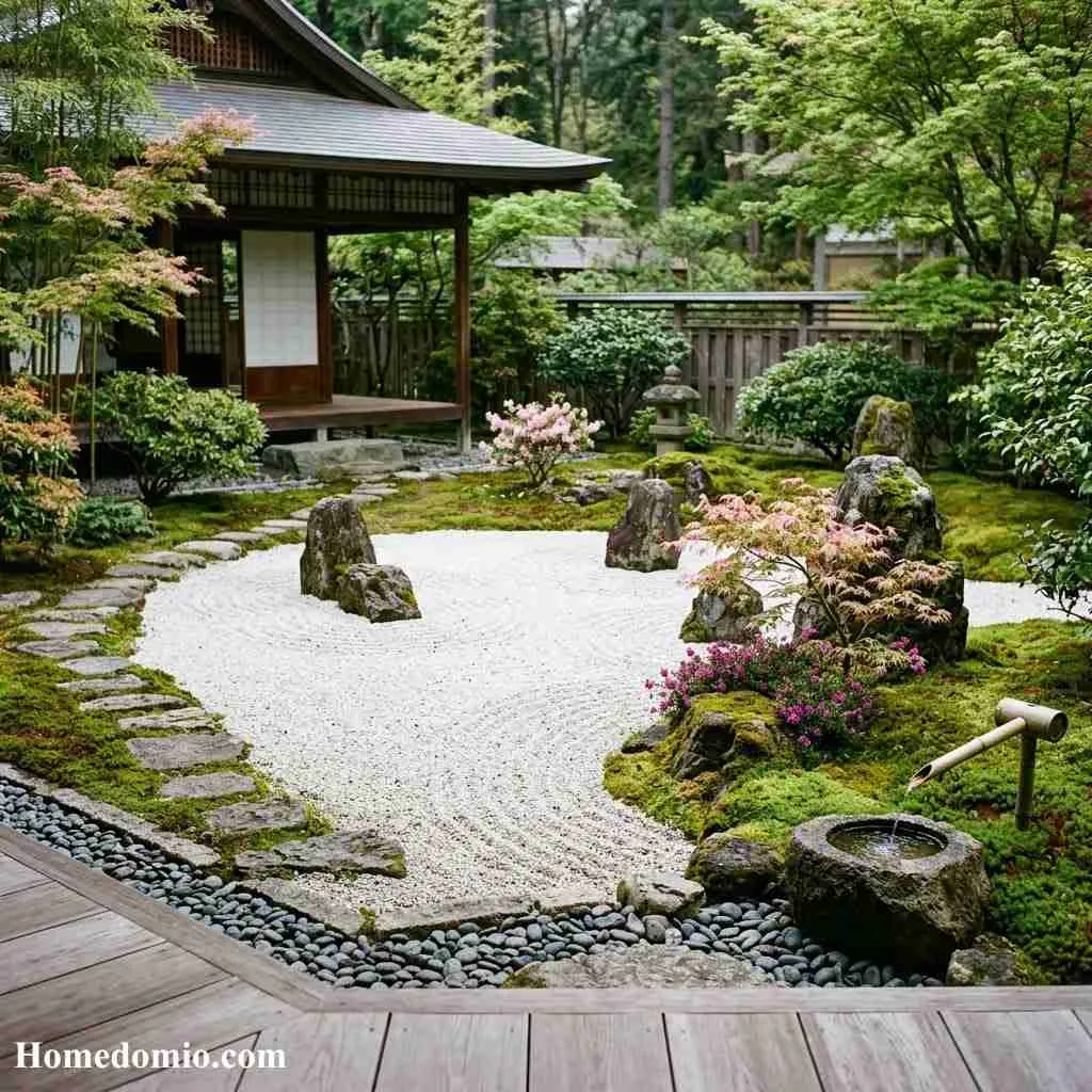  Zen Garden with Flowering Accents