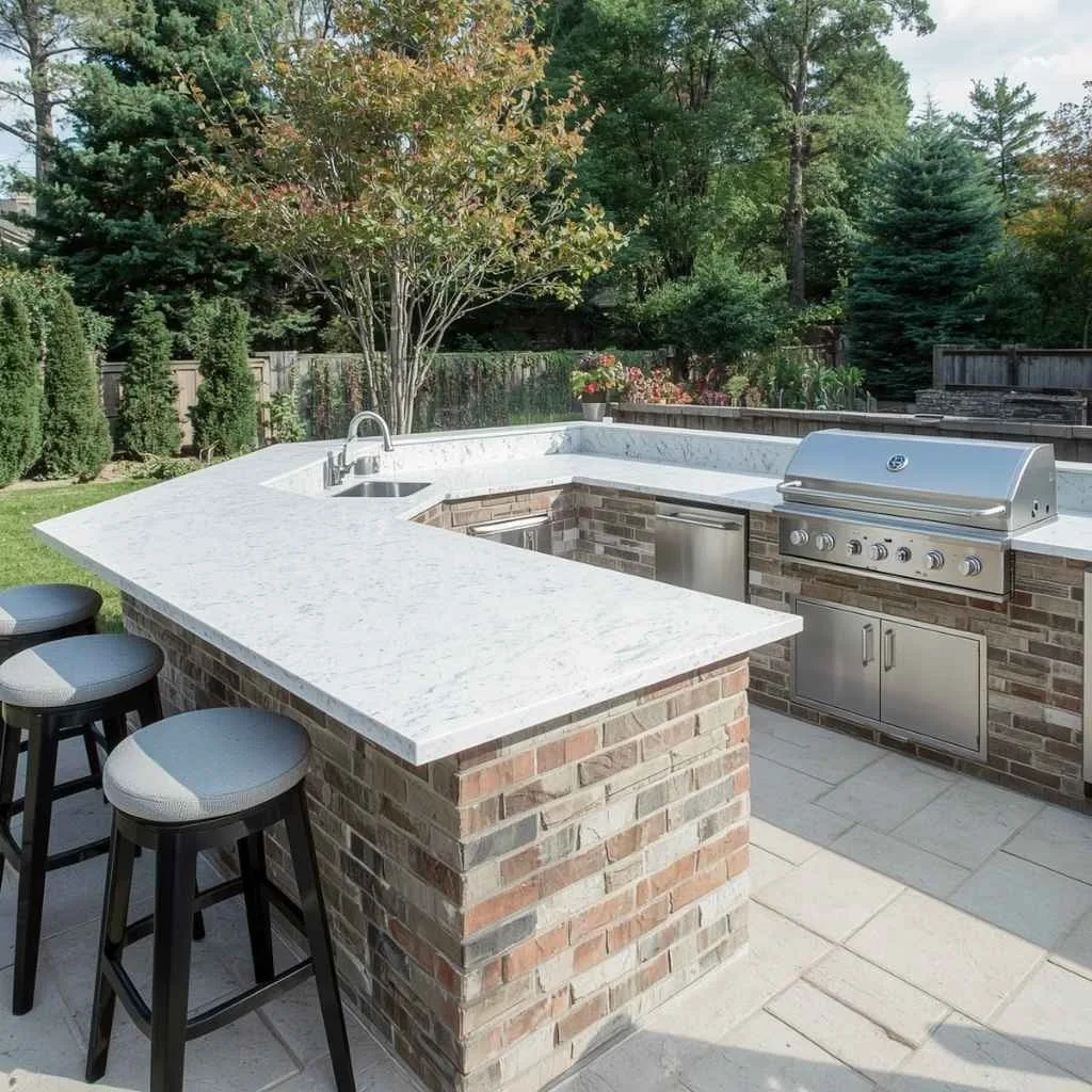 White Granite Outdoor Kitchen Countertops