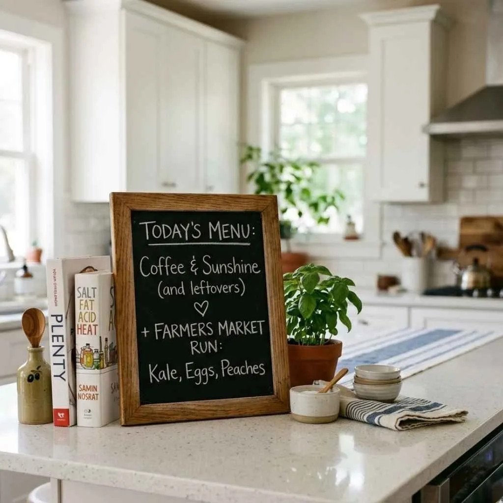 Kitchen Island Decor Ideas: 12 Creative Ways to Style the Heart of Your Home 11 Lean Small Artwork or a Chalkboard Sign on the Island