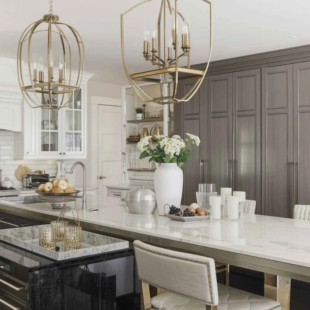 Kitchen Island Decor Ideas: 12 Creative Ways to Style the Heart of Your Home 12 Use Metallic Accents to Add a Touch of Glamour