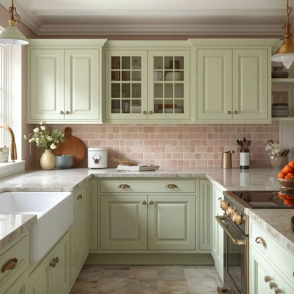 Soft Pistachio Green Cabinets for a Delicate, Feminine Kitchen