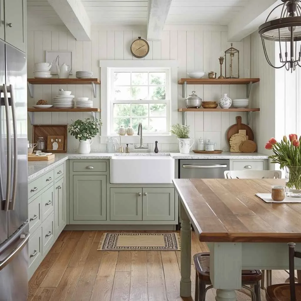Farmhouse Style Sage Green Kitchen for Rustic Charm