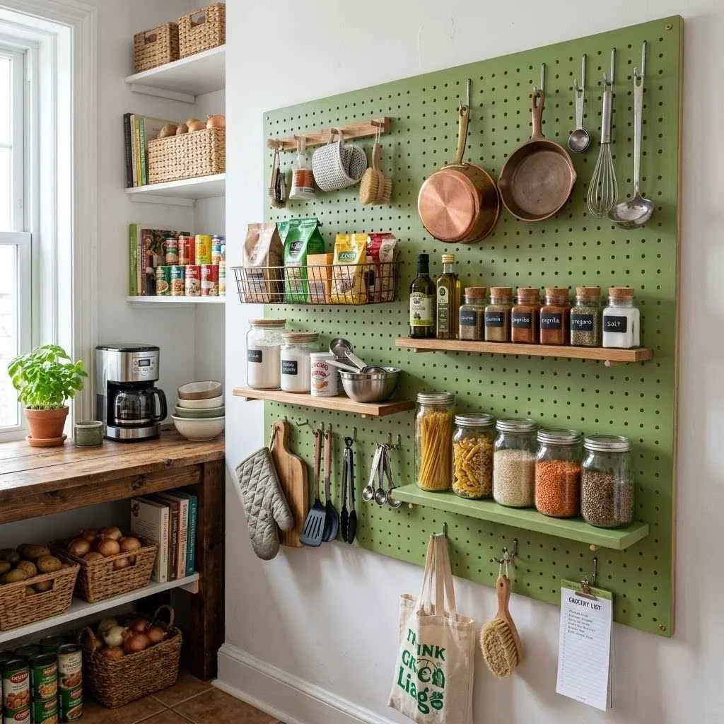 A Pegboard Wall for a Fully Customizable Pantry Wall