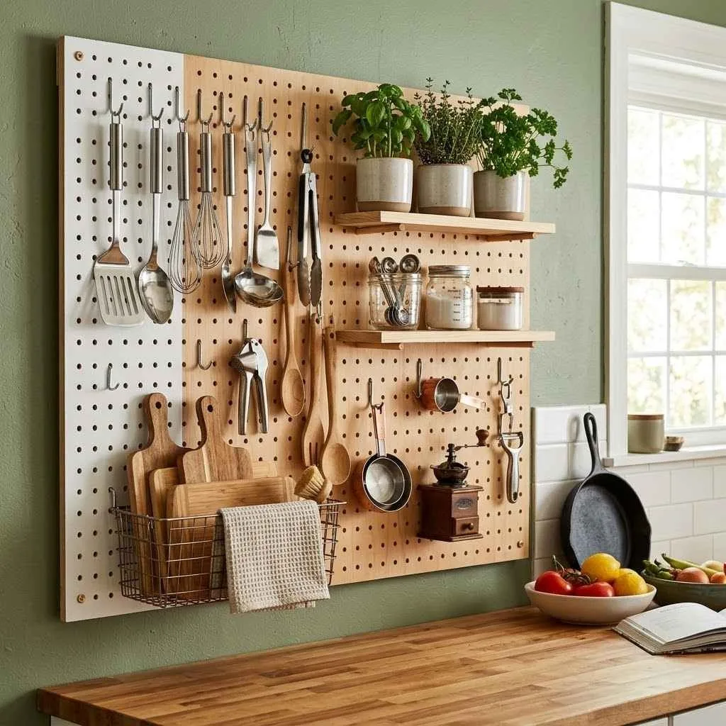 Pegboard Wall Storage for Utensils and Tools