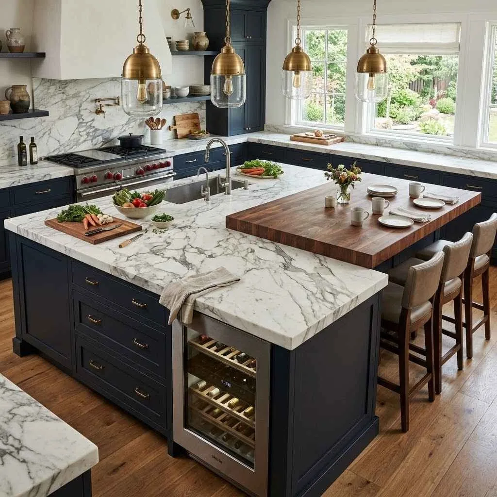 A Grand Kitchen Island That Works Overtime
