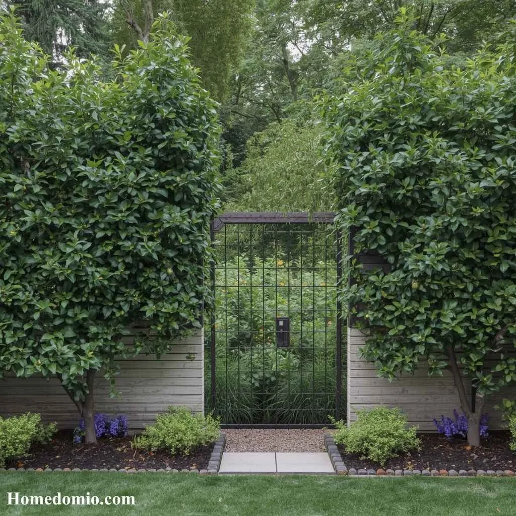 Garden Room Hidden Behind Espaliered Trees