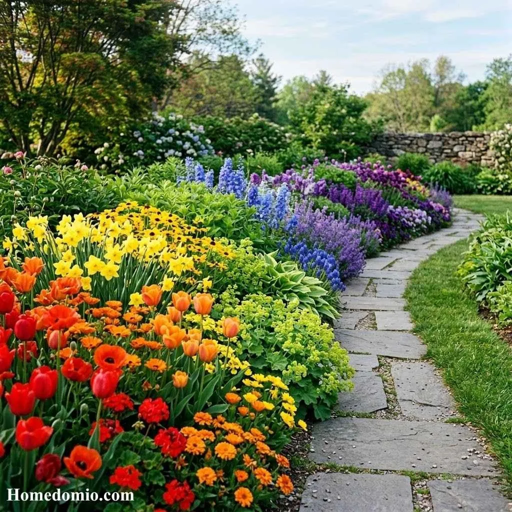 Rainbow Flower Color Gradient Bed