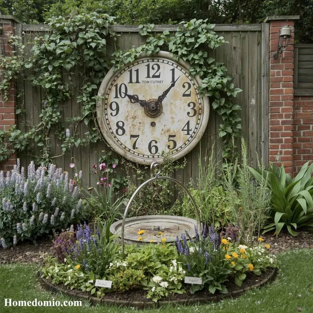 Vintage Clock and Time Garden Feature
