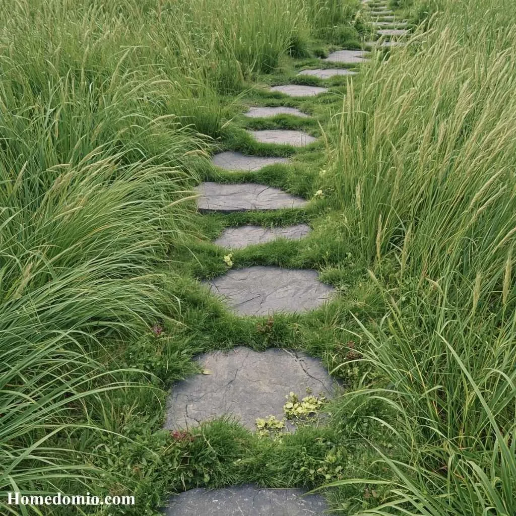 Stepping Stone Path Through Ornamental Grass