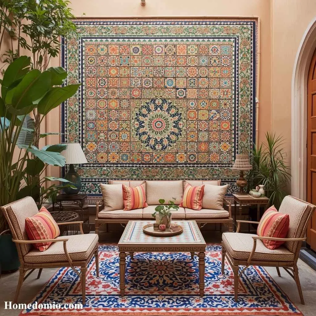 Colorful Mosaic and Tile Feature Wall