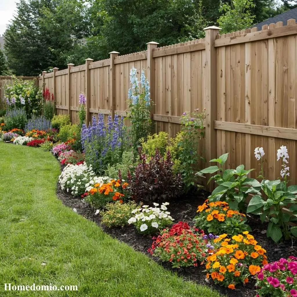 12 Backyard Landscaping Ideas for Your Yard 7 Curved Flower Border Along the Fence