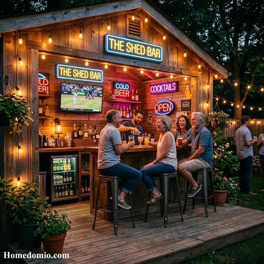 12 Backyard Shed Ideas to Transform Your Space 9 Backyard Bar and Entertainment Shed