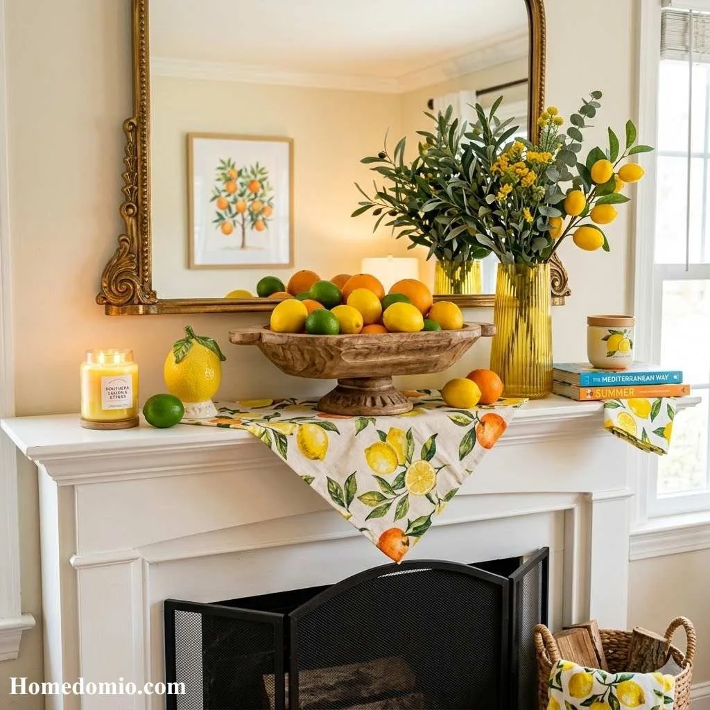 12 Summer Mantel Decor Ideas to Brighten Up 7 Citrus and Fruit Inspired Styling