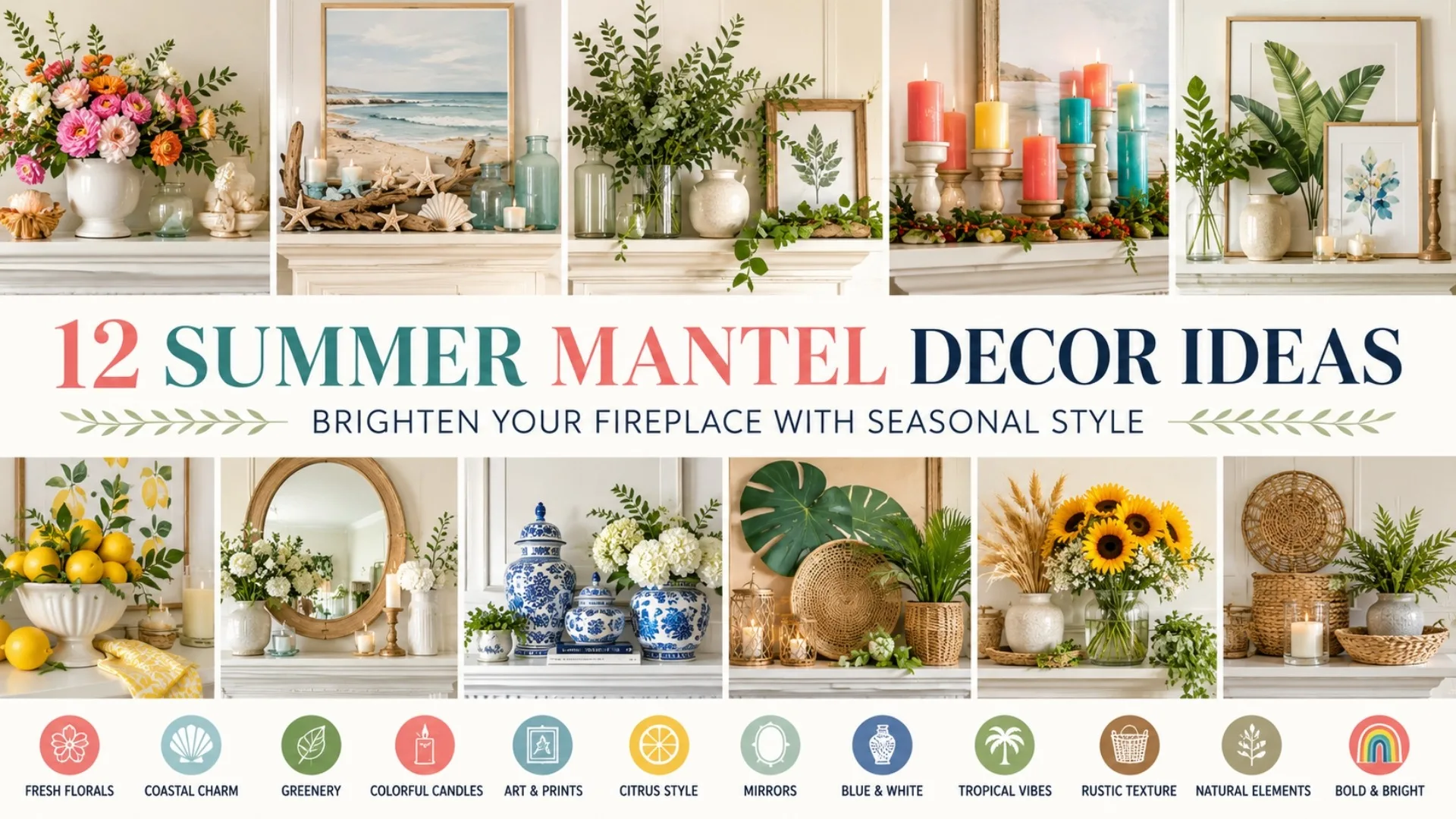 12 Summer Mantel Decor Ideas to Brighten Up 1 Summer Mantel Decor Ideas