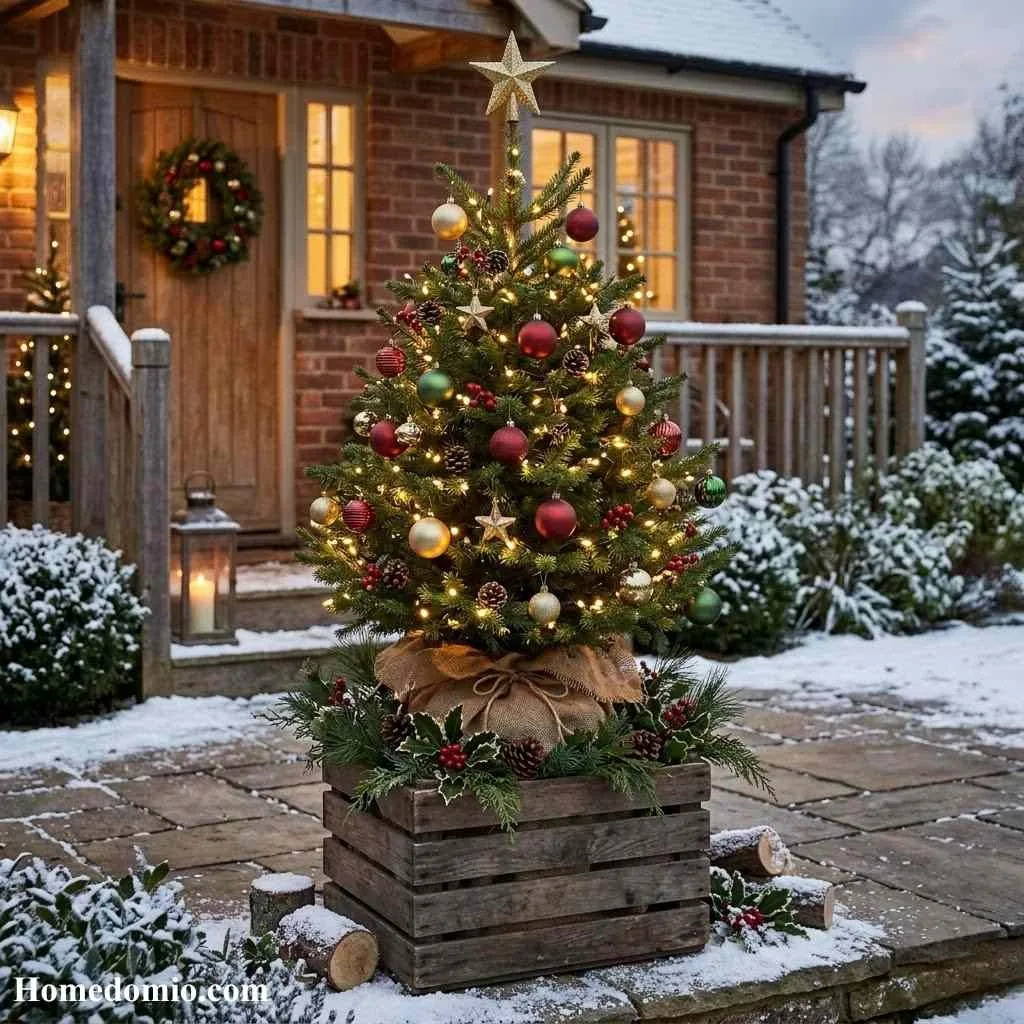 Outdoor Christmas Tree in a Planter