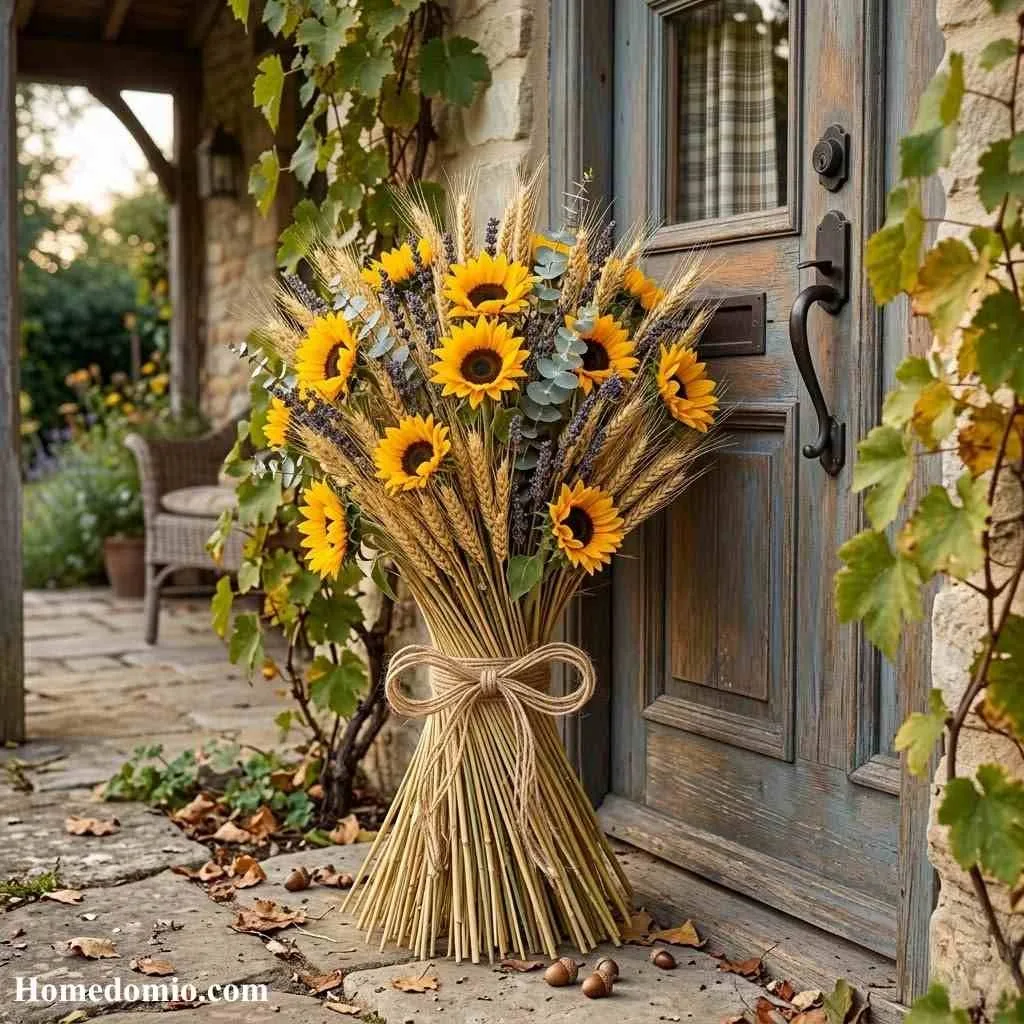  Sunflower and Wheat Stalk Bundles for Late Summer