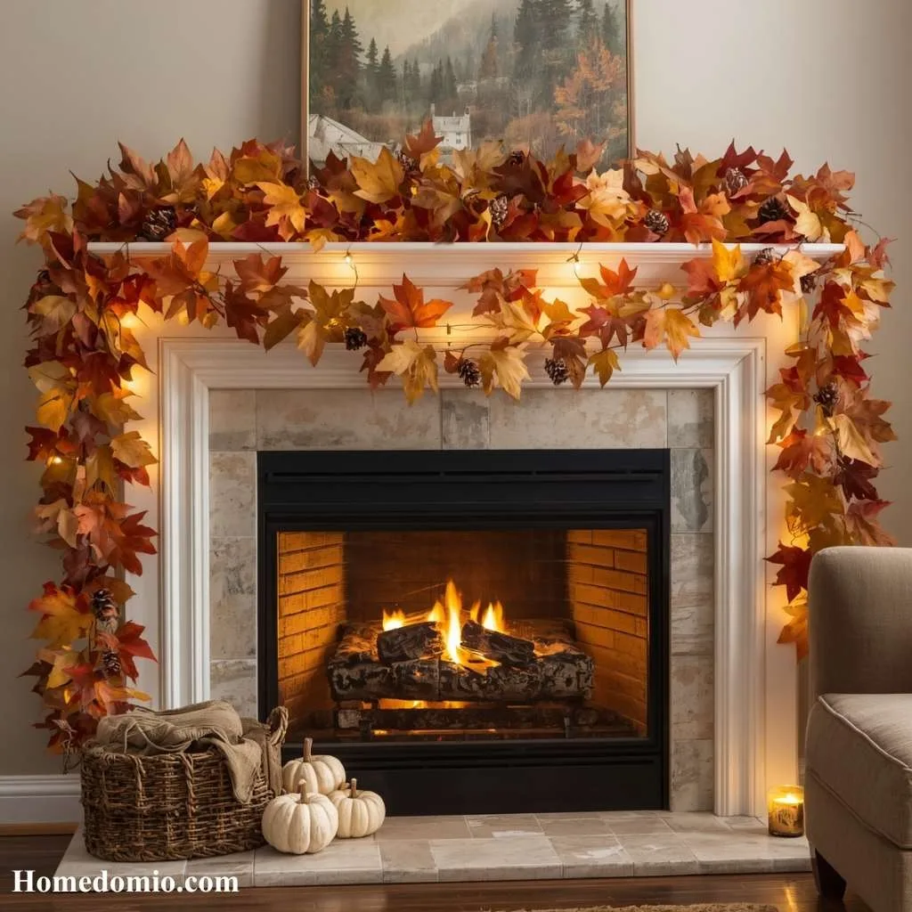 Leaf Garland Around the Mantel