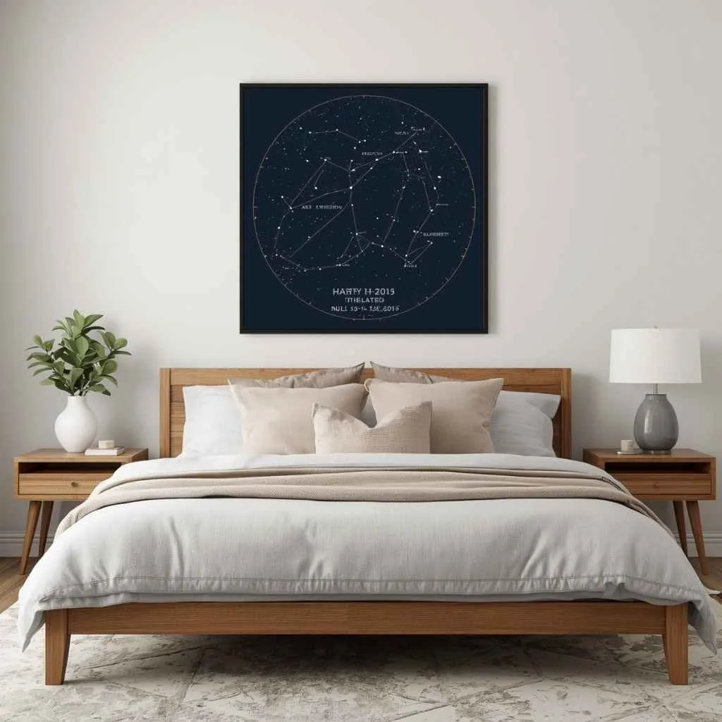Above Bed Wall Decor Ideas to Transform Your Bedroom 15 Celestial or Star Map Art Print