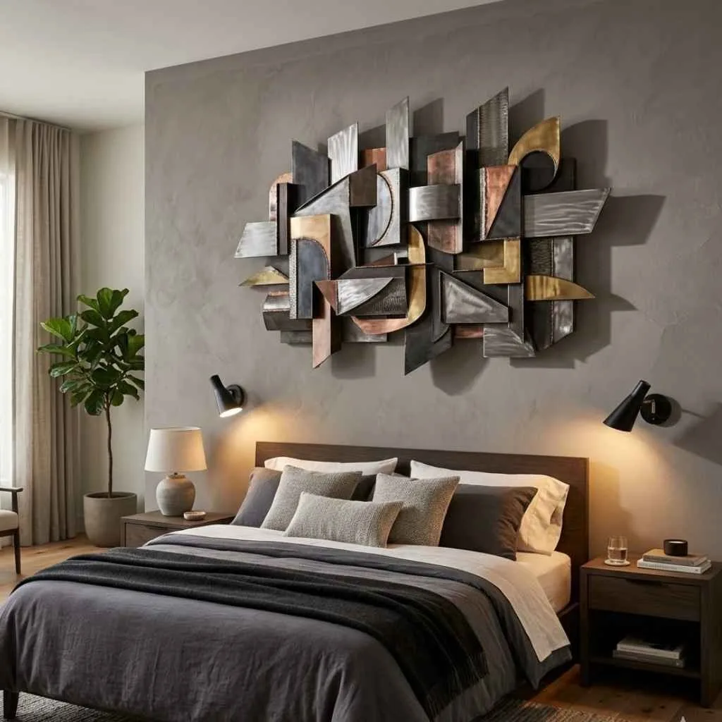 Above Bed Wall Decor Ideas to Transform Your Bedroom 9 Sculptural 3D Wall Art or Metal Decor