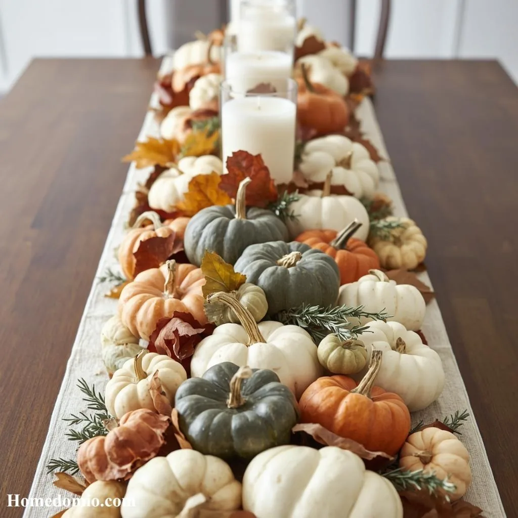 12+ Autumn Tablescape Ideas for a Stunning Seasonal Table 2 Classic Pumpkin and Gourd Centerpiece