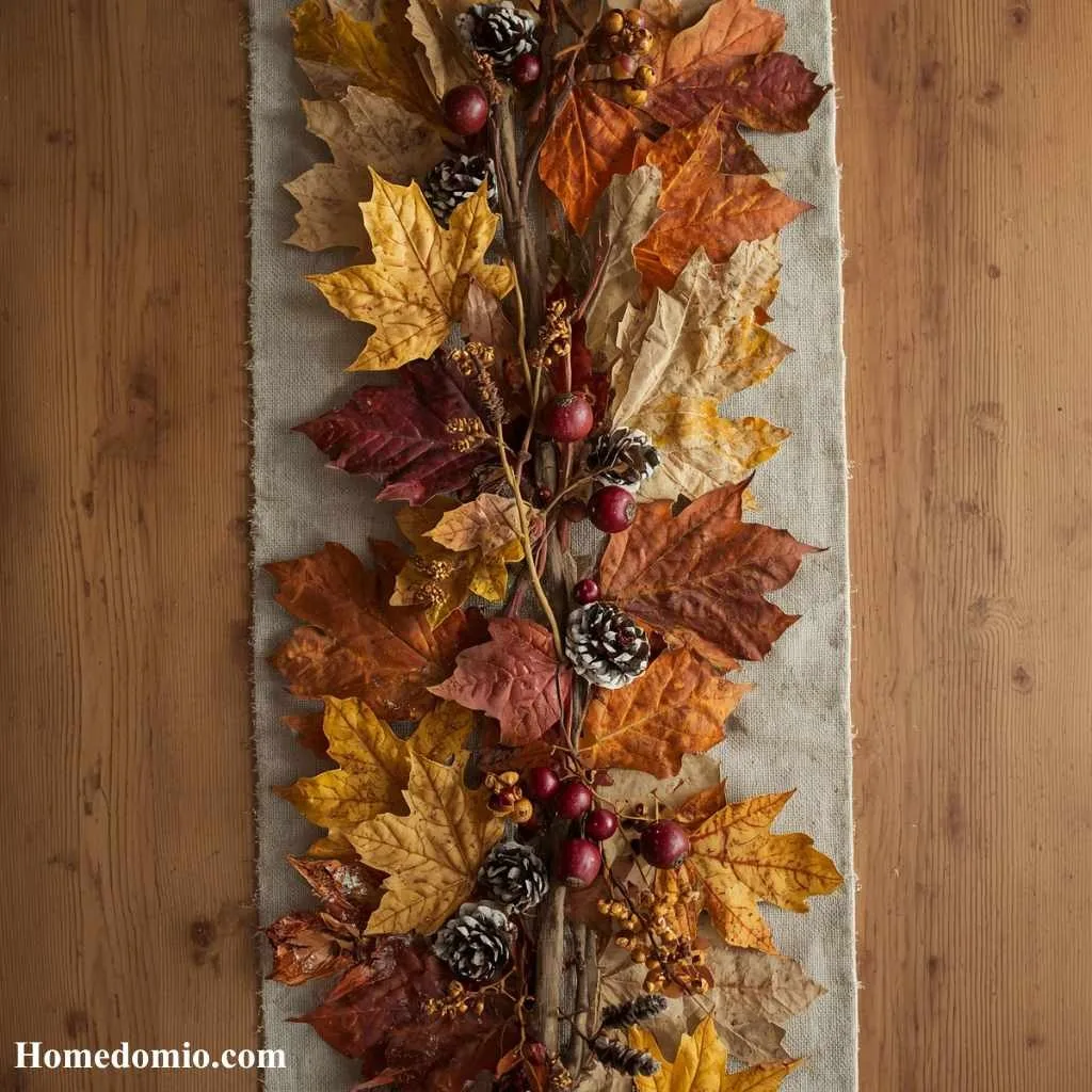 12+ Autumn Tablescape Ideas for a Stunning Seasonal Table 4 Dried Leaf and Branch Table Runner