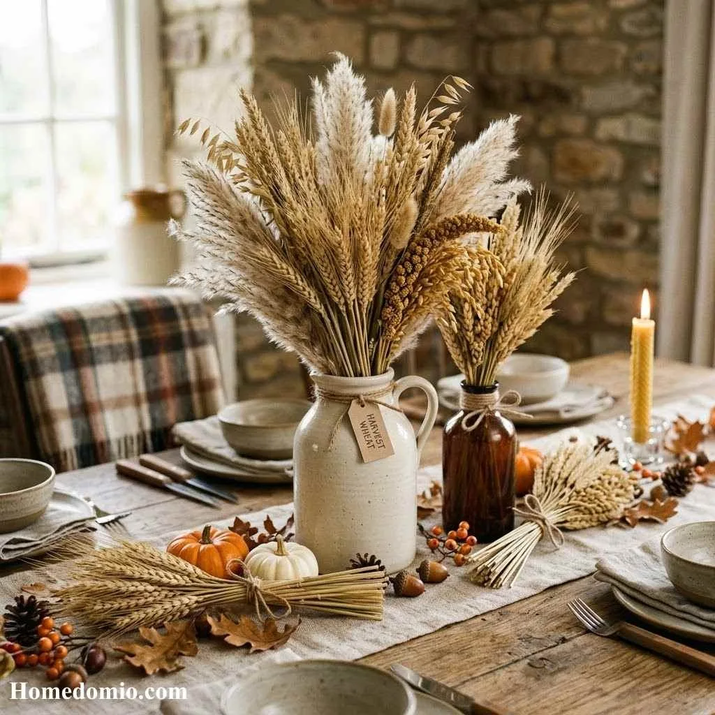 12+ Autumn Tablescape Ideas for a Stunning Seasonal Table 5 Harvest Wheat and Grain Bundle Display