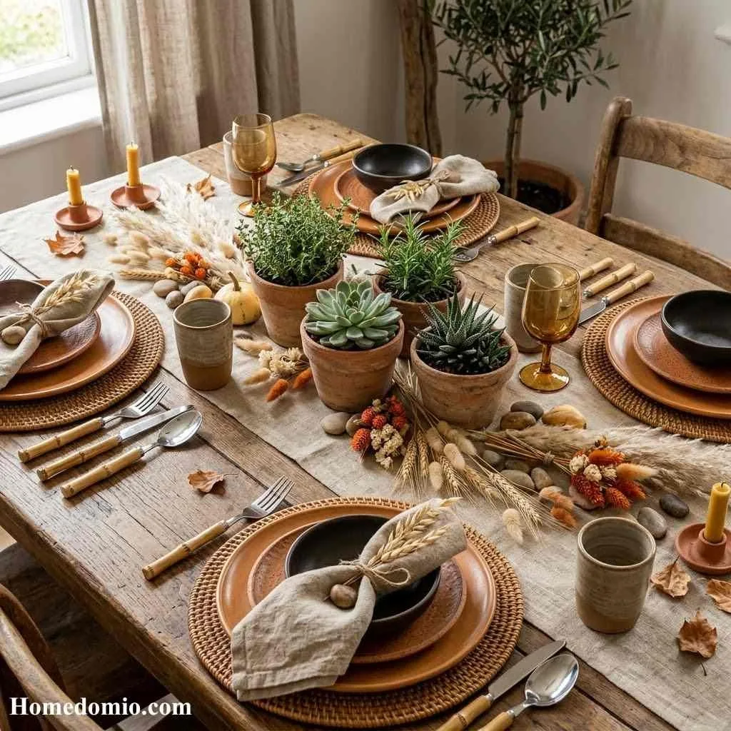 12+ Autumn Tablescape Ideas for a Stunning Seasonal Table 14 Terracotta and Earthy Toned Table Setting
