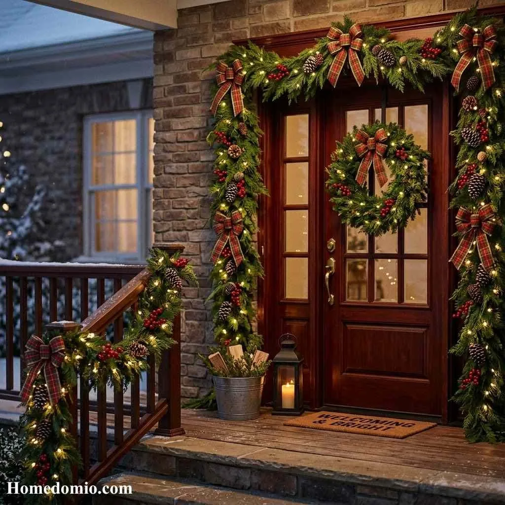 Fresh Evergreen Garland with Warm Lights