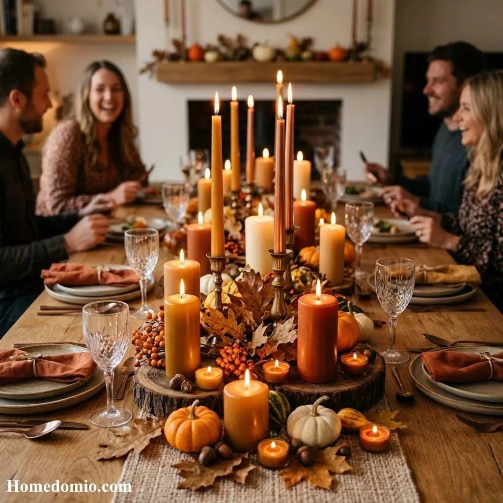 Amber and Copper Candle Tablescape