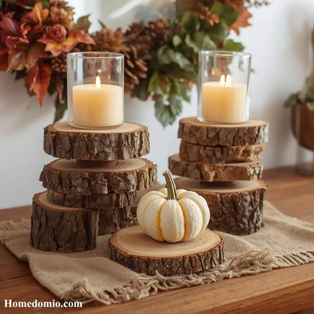 Wooden Slice and Log Candle Holders