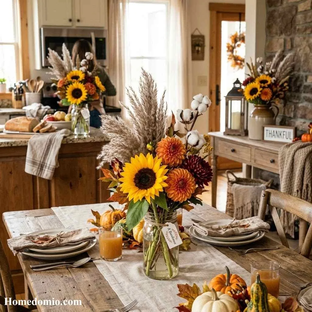  Sunflower and Dried Flower Arrangement